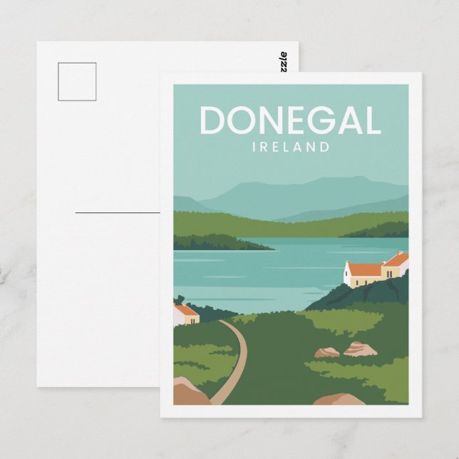 Carte Postale Illustration de la célèbre place de voyage Donegal (Devant / Derrière)