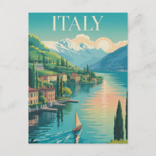 Carte Postale Illustration de la côte d'Amalfi en Italie Art de