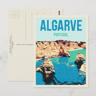 Carte Postale Illustration de la côte de Cliff Algarve Portugal
