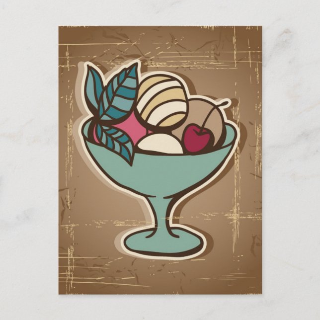 Carte Postale Illustration de la crème glacée en style rétro (Devant)