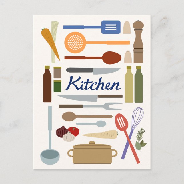 Carte Postale Illustration de la cuisine+Couleur de conception d (Devant)
