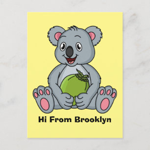 Carte Postale Illustration de la koala de Cute et de la noix de 