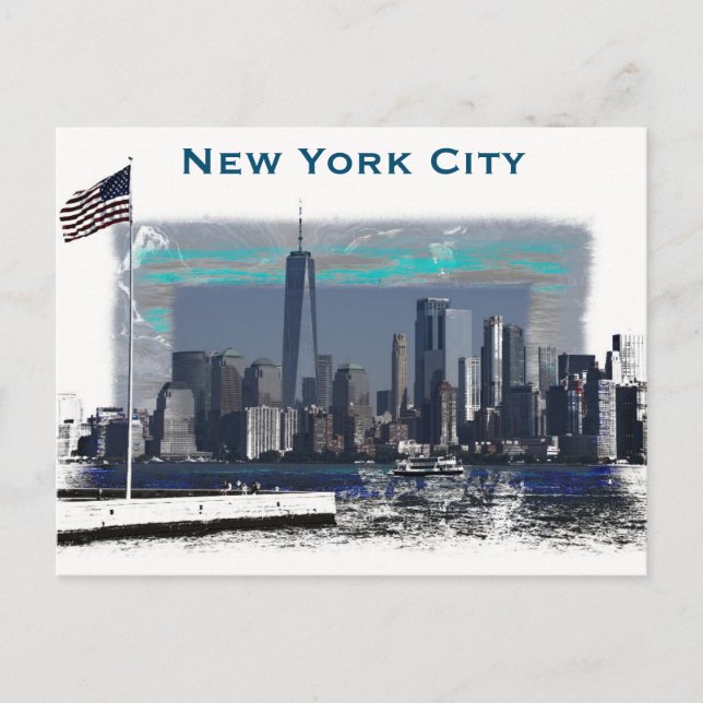 Carte Postale Illustration de la ligne aérienne de New York (Devant)