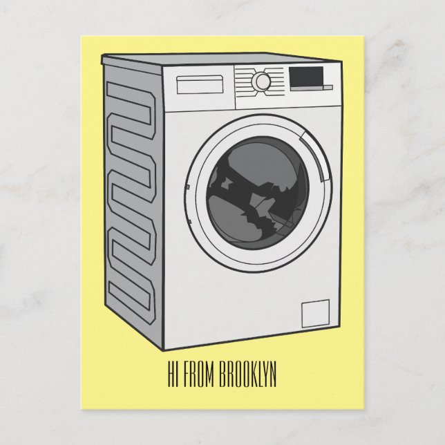 Carte Postale Illustration de la machine à laver (Devant)