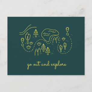 Carte Postale Illustration de la mignonne verte et jaune Plan de