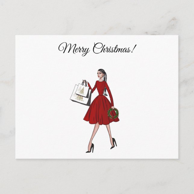 Carte Postale Illustration de la mode de Noël (Devant)