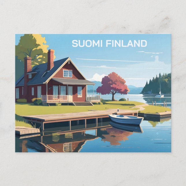 Carte Postale Illustration de la nature finlandaise (Devant)