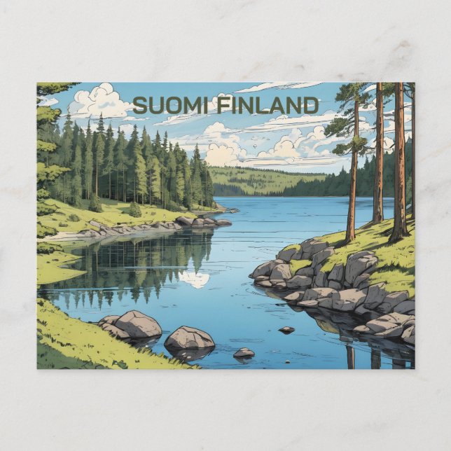Carte Postale Illustration de la nature finlandaise (Devant)
