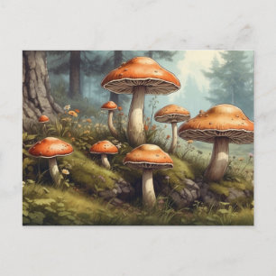Carte Postale Illustration de la nature, forêt estivale avec cha