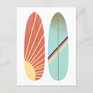Carte Postale Illustration de la planche de surf cool bleue et r