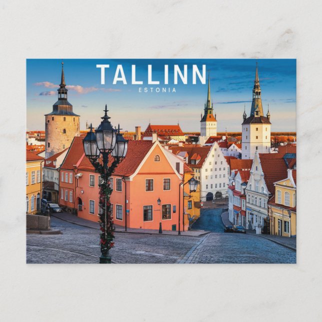 Carte Postale Illustration de la rue Tallinn Estonie (Devant)