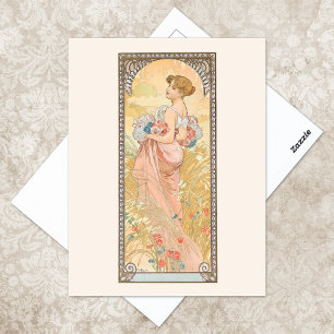 Carte Postale Illustration de la saison d'été Alphonse Mucha