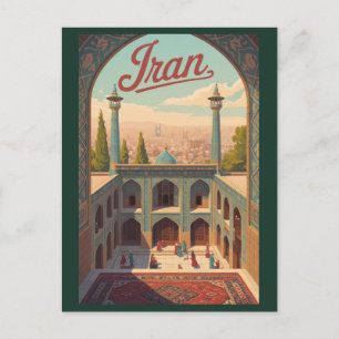 Carte Postale Illustration de la skyline d'Iran Art de voyage vi