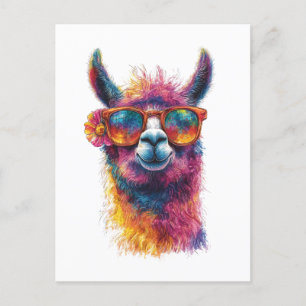 Carte Postale Illustration de la tête de lama - Colorée, unique