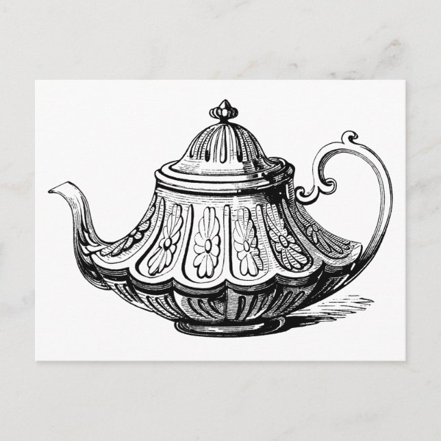 Carte Postale Illustration de la théière antique (Devant)
