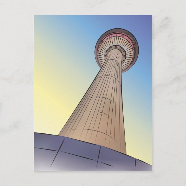 Carte Postale Illustration de la tour de Calgary (Devant)