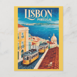 Carte Postale Illustration de la vue aérienne de Lisbonne Portug