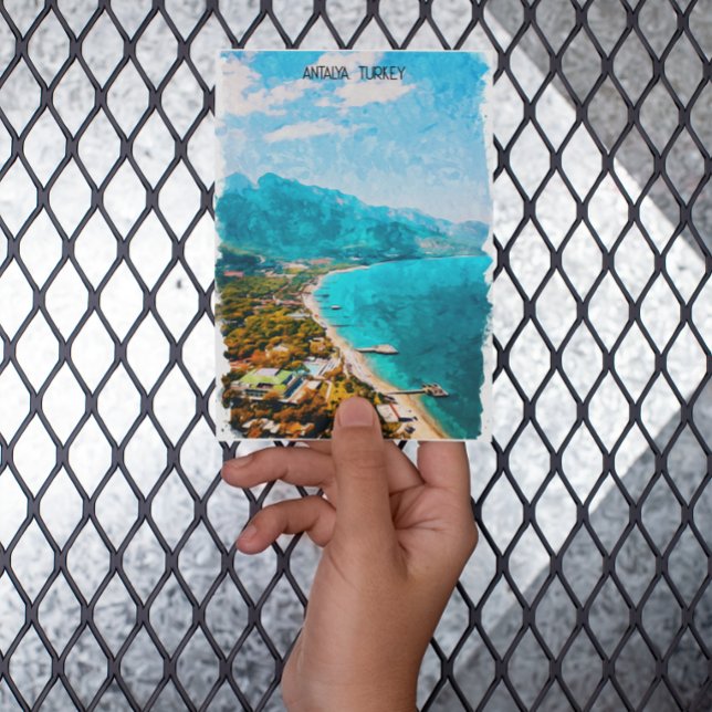 Carte Postale Illustration de l'aquarelle d'Antalya Turkey (stylish antalya turkey postcard)