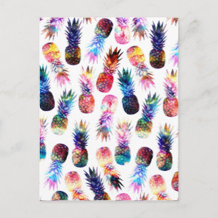 Carte Postale Illustration de l'aquarelle et des ananas nébuleux