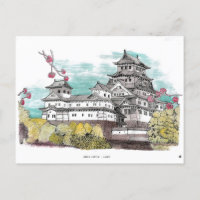 Illustration de l'aquarelle japonaise du château d