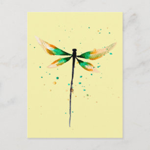 Carte Postale Illustration de l'aquarelle mignonne du libellule