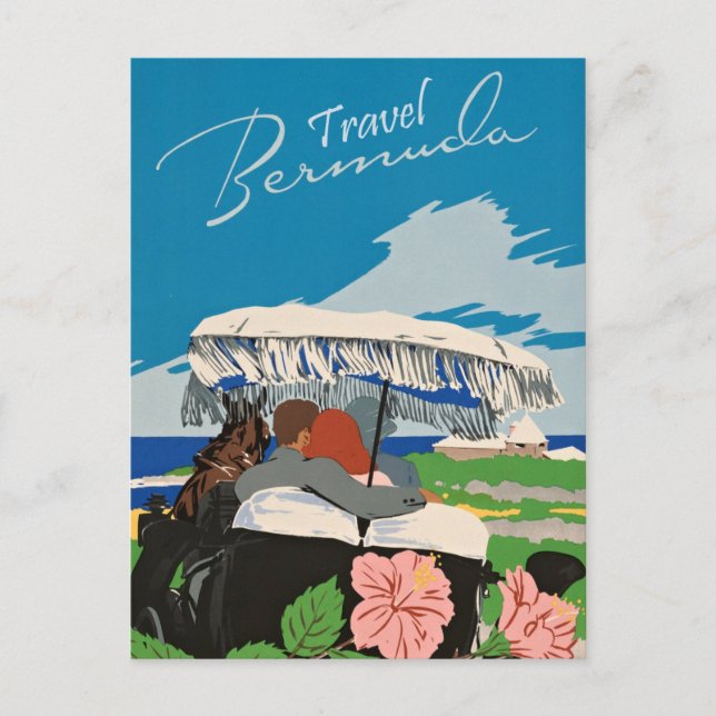 Carte Postale Illustration de l'art de voyage des Bermudes vinta (Devant)