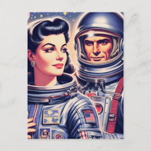 Carte Postale Illustration de l'astronaute vintage