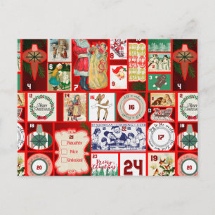 Carte Postale Illustration de l'Avent en bloc de Noël Art carré