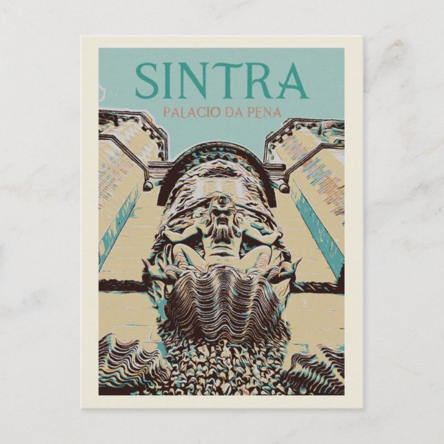 Carte Postale Illustration de l'entrée du palais de Pena, Sintra (Devant)