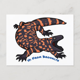 Carte Postale Illustration de lézard géant affamé