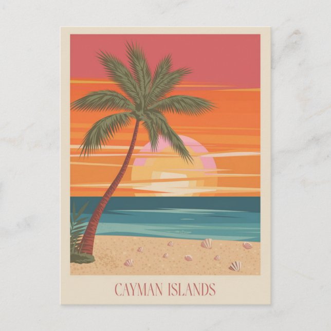 Carte Postale Illustration de l'île de Cayman (Devant)