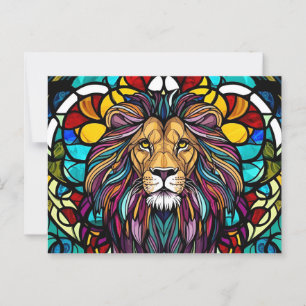 Carte Postale Illustration de lion en vitrail