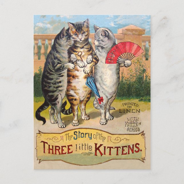 Carte Postale Illustration de l'oie des trois petits chatons (Devant)