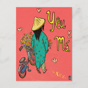Carte Postale Illustration de maman vietnamienne Cadeau de la fê