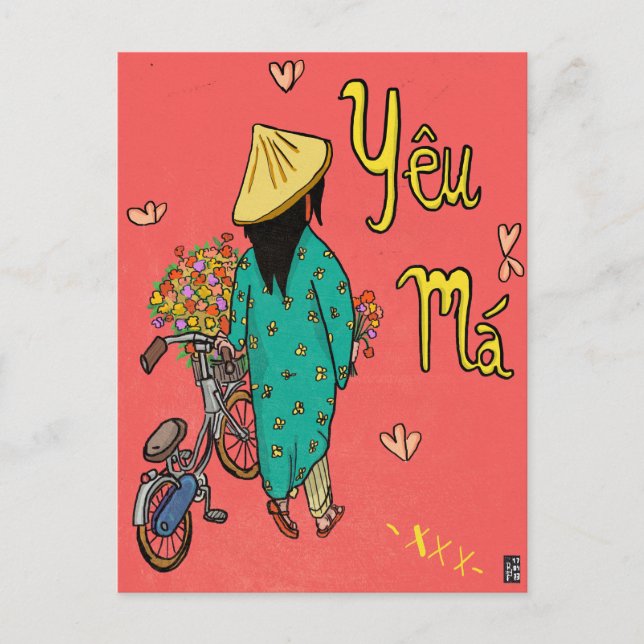 Carte Postale Illustration de maman vietnamienne Cadeau de la fê (Devant)