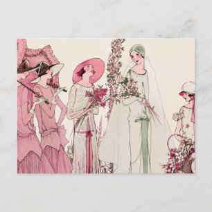 Carte Postale Illustration de mariage Art Déco vintage