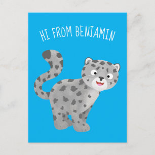 Carte Postale Illustration de mignon léopard des neiges