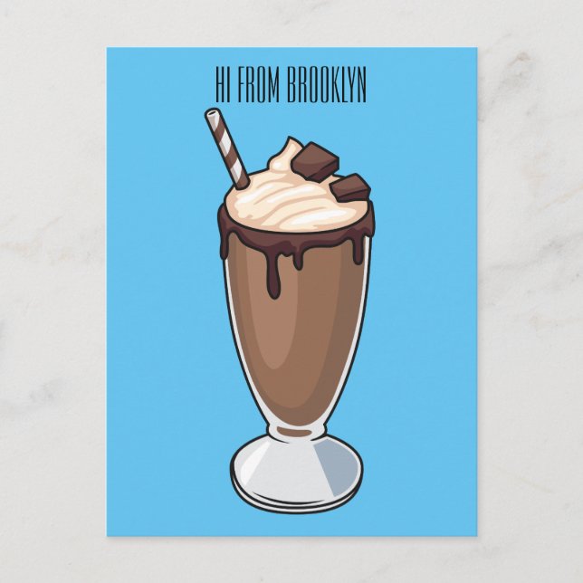 Carte Postale Illustration de milk-shake au chocolat (Devant)
