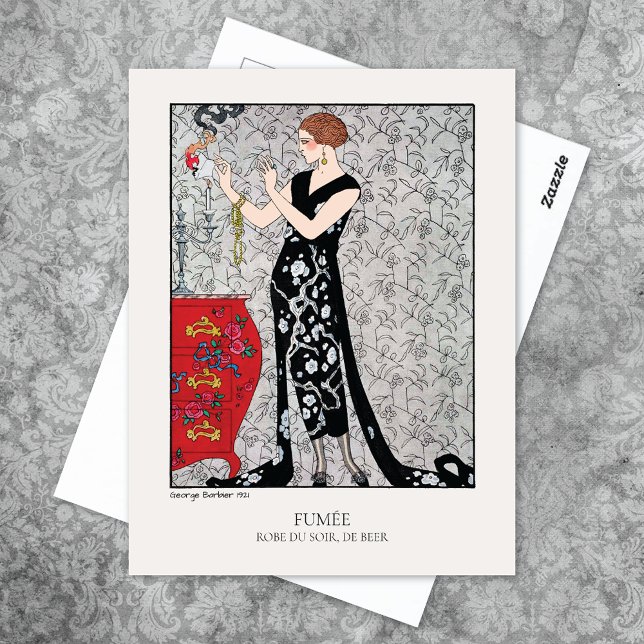 Carte Postale Illustration de mode Art déco de Barbier Smoke (Créateur téléchargé)