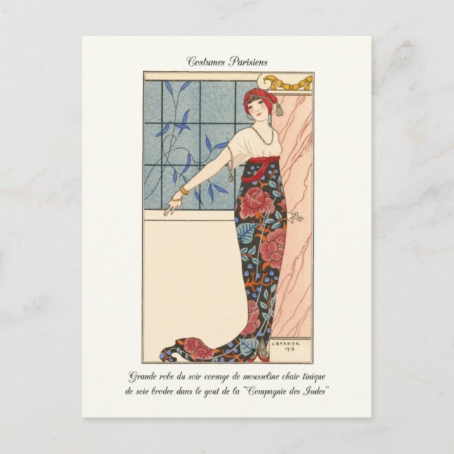 Carte Postale Illustration de mode Art déco français Barbier (Devant)