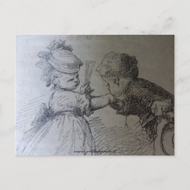 Carte Postale Illustration de mode du 19e siècle, noir et blanc (Devant)