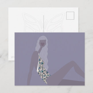 Carte Postale Illustration de mode Femme chic Violet Art moderne
