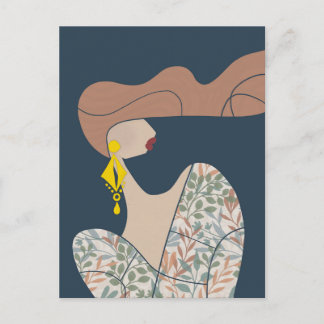 Carte Postale Illustration de mode femme élégante Art moderne