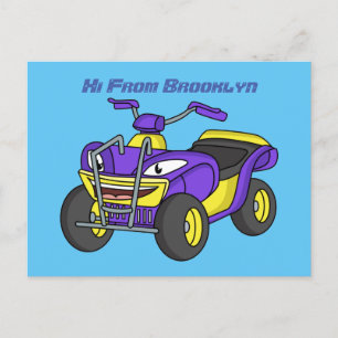 Carte Postale Illustration de moto Purple Quad