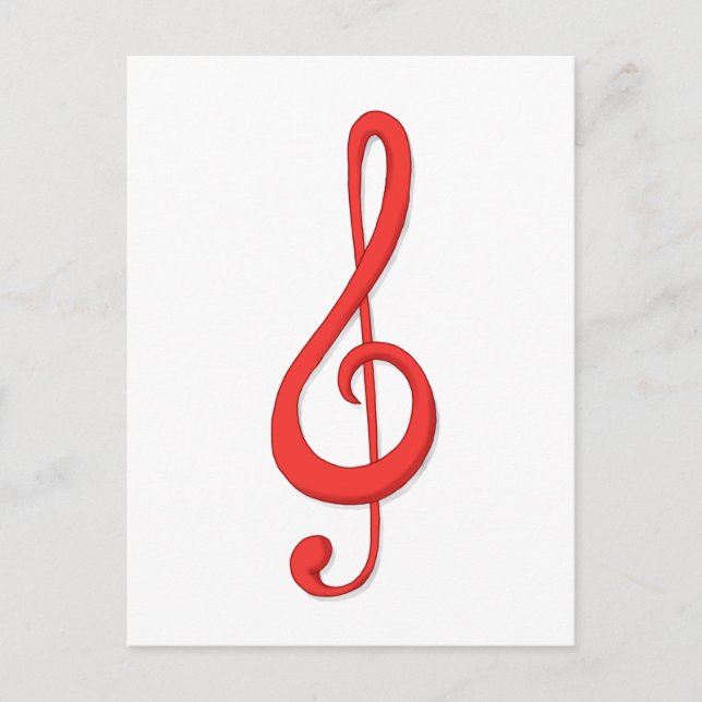 Carte Postale Illustration de musique à clef rouge. (Devant)