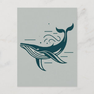 Carte Postale Illustration de natation de baleine bleue