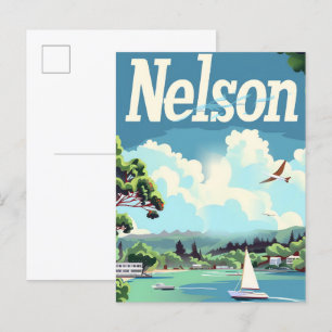 Carte Postale Illustration de Nelson New Zealand Vintage voyage