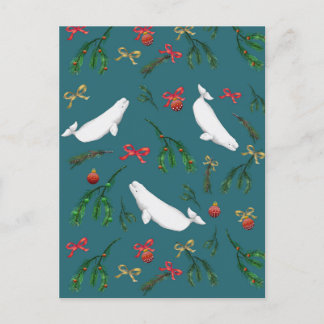 Carte Postale Illustration de Noël de la baleine béluga
