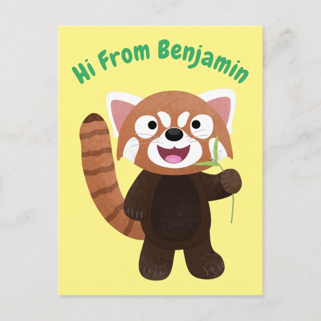 Carte Postale Illustration de panda rouge mignon (Devant)