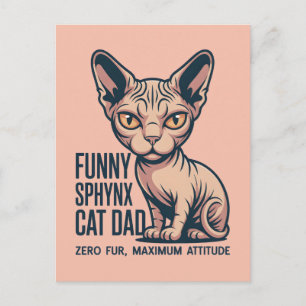 Carte Postale Illustration de papa chat Sphynx drôle